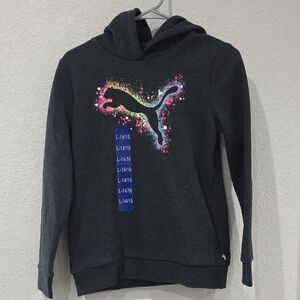 Puma Kids Hoodie - Dark Gray with Vibrant Logo